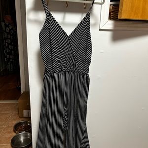 Black and White Striped Jumpsuit